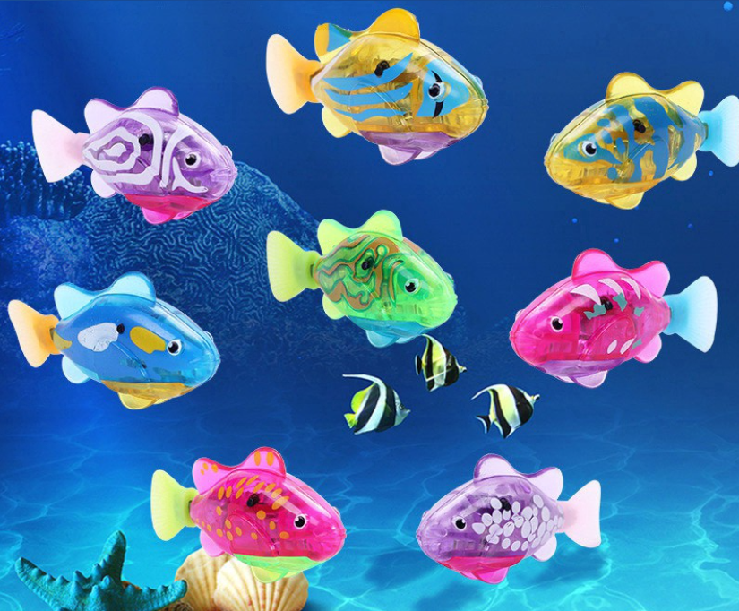 Electric fish battery operated toy Robo Fish led swim robot fish safety ABS plastic safe for babies