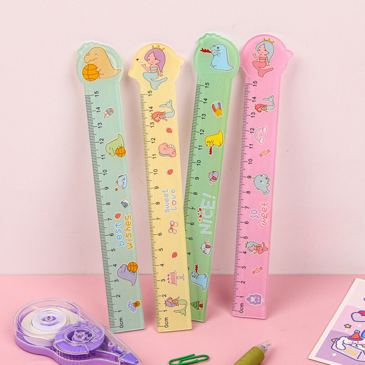 COMBO 3 THƯỚC KẺ ĐẦU THÚ 15CM CHO HỌC SINH