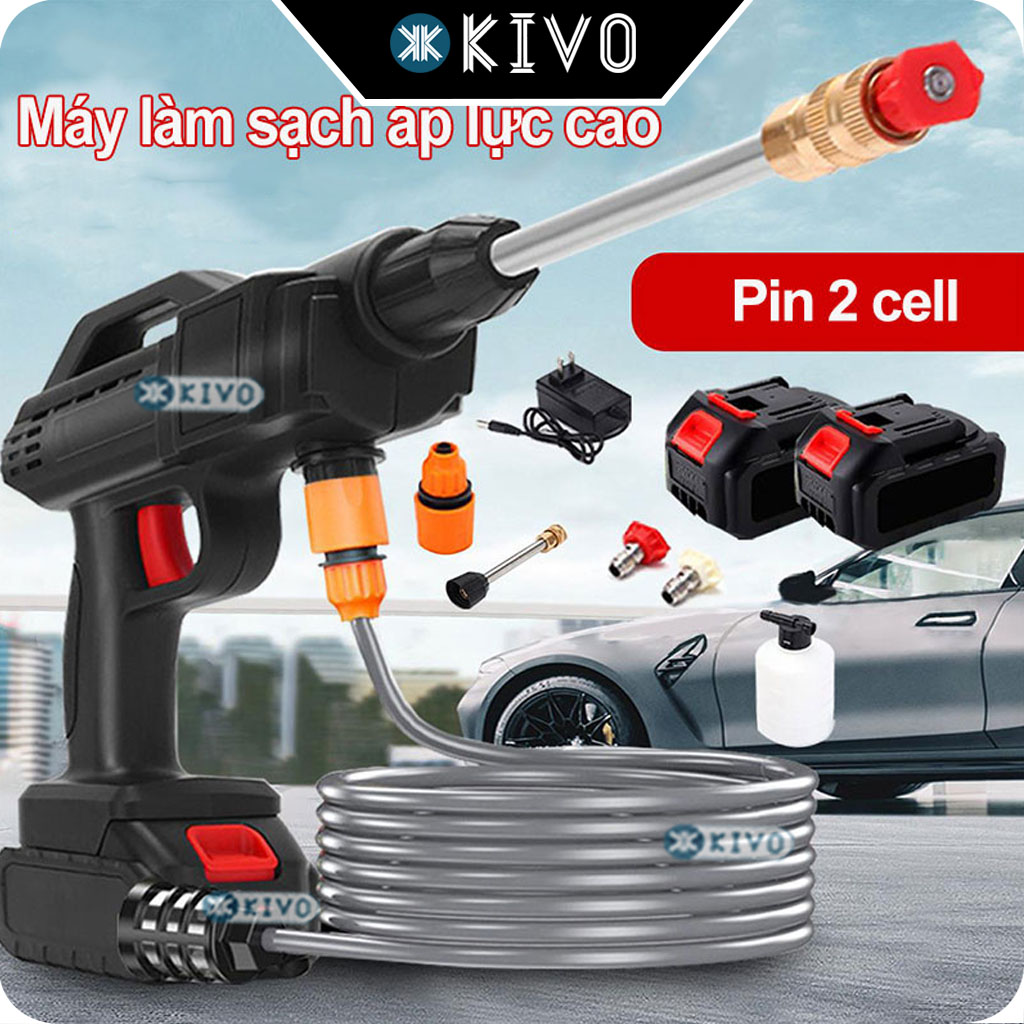 Máy Rửa Xe Cao Áp Bọt Tuyết CAO CẤP Cầm Tay - Máy Tưới Cây Cầm Tay Rửa Máy Lạnh Máy Rửa Xe Chạy Pin Máy Rửa Xe Mini - Súng Rửa Xe Áp Lực Cao Kivo