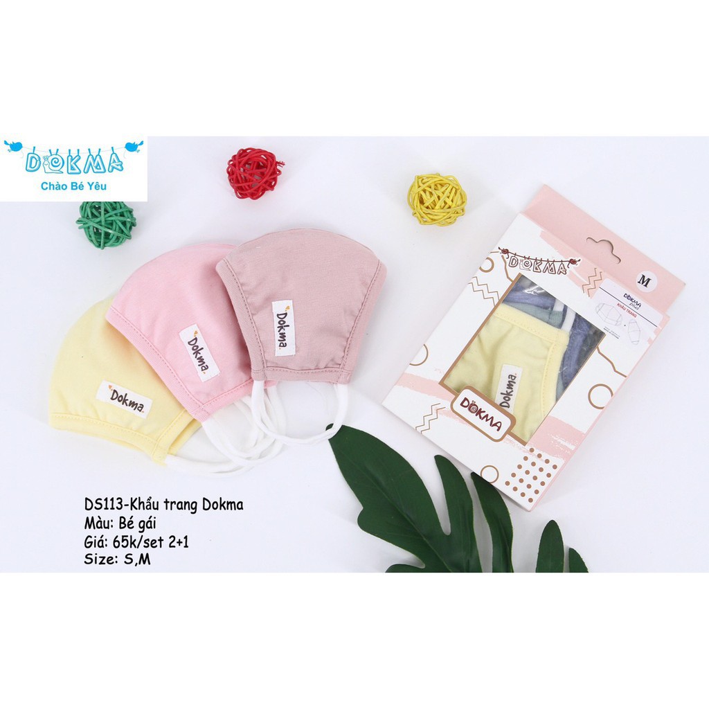Khẩu trang vải dokma cho bé (set 3c) 1-5 tuổi