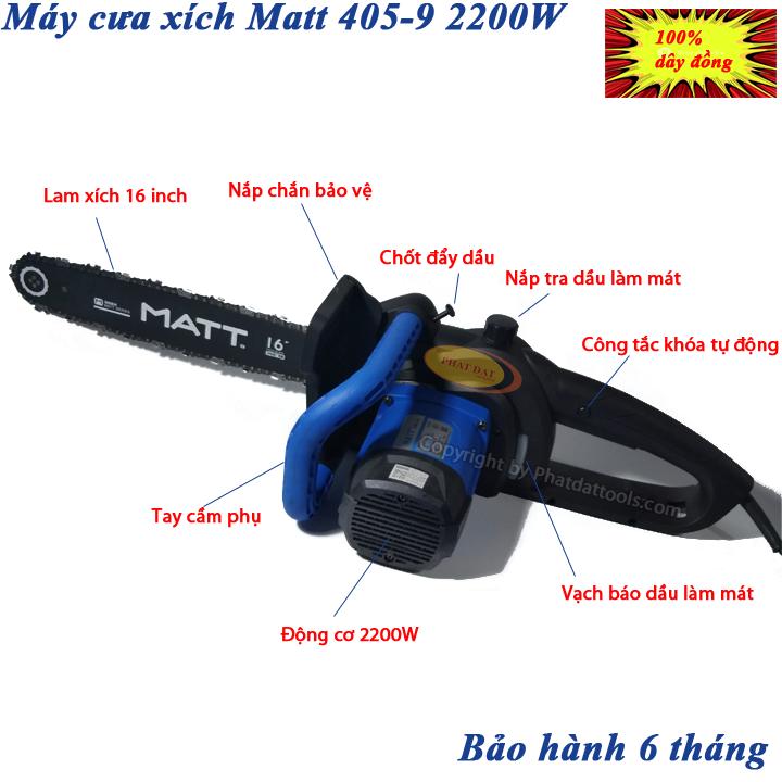 Máy Cưa Xích Dùng Điện MATT 405-9 Công Suất Lớn 2200W-BH 6 Tháng