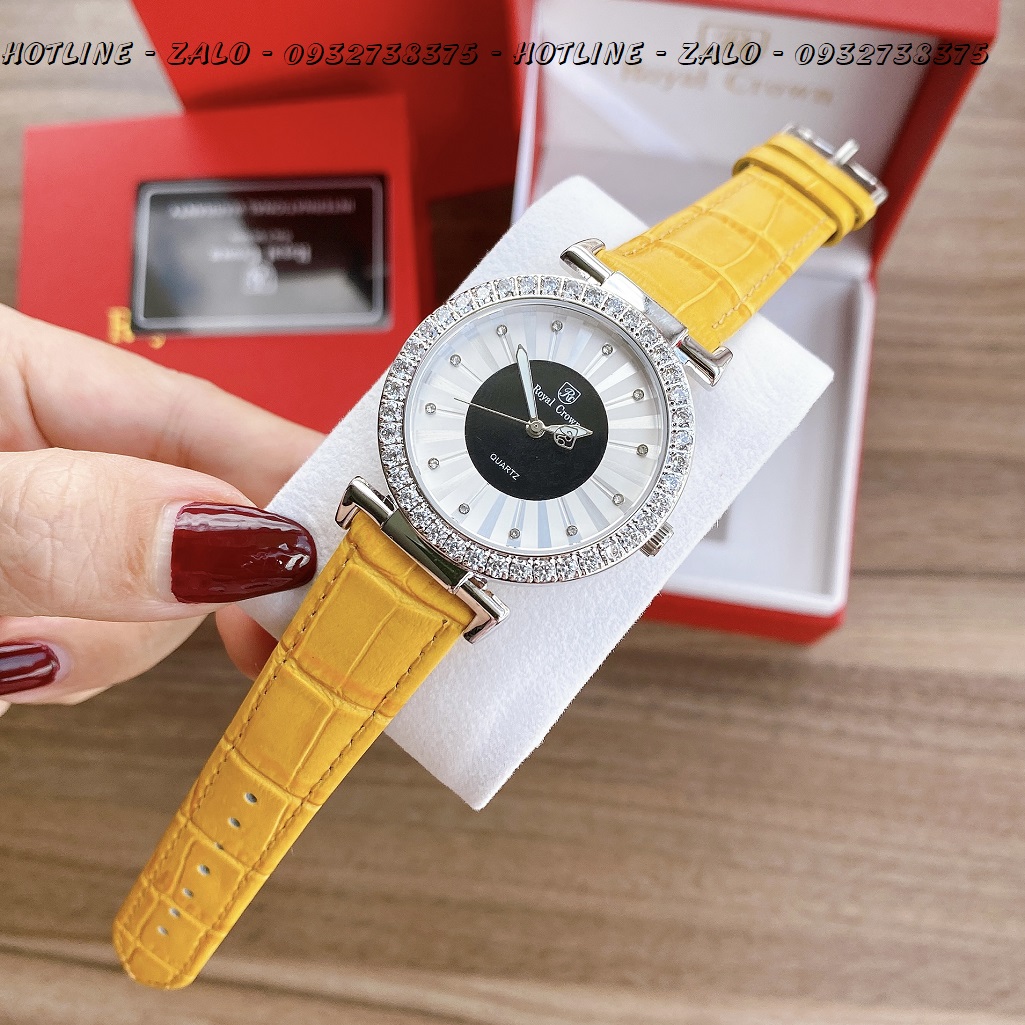 [HCM]Đồng Hồ Royal Crown Nữ 4611 Dây Da Vàng 36mm