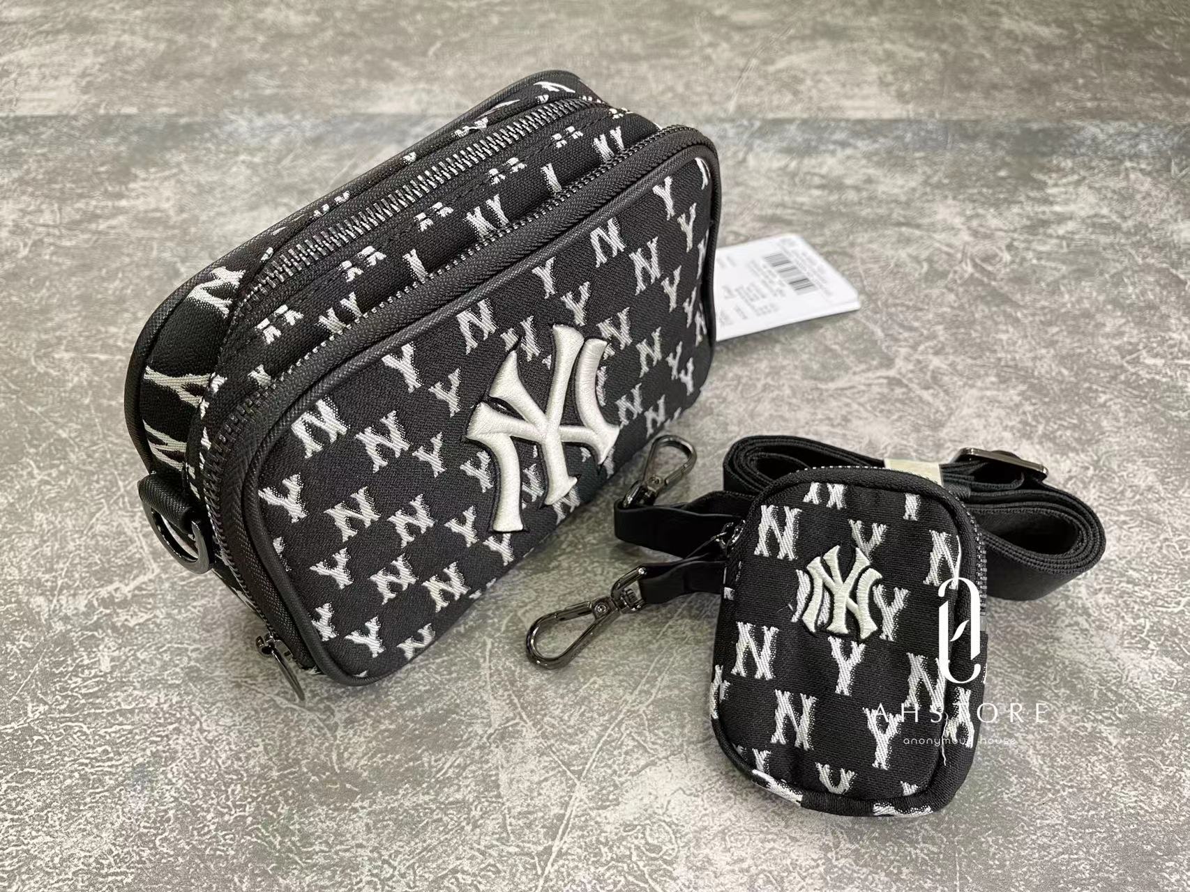 [Có sẵn] [Giá hủy diệt] [Ảnh thật] [MLB] Túi đeo chéo phom chữ nhật Monogram NEW - ĐEN