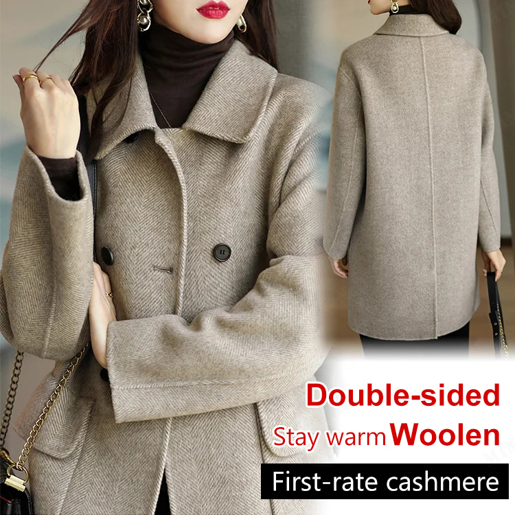 Women's High-end herringbone woolen coat