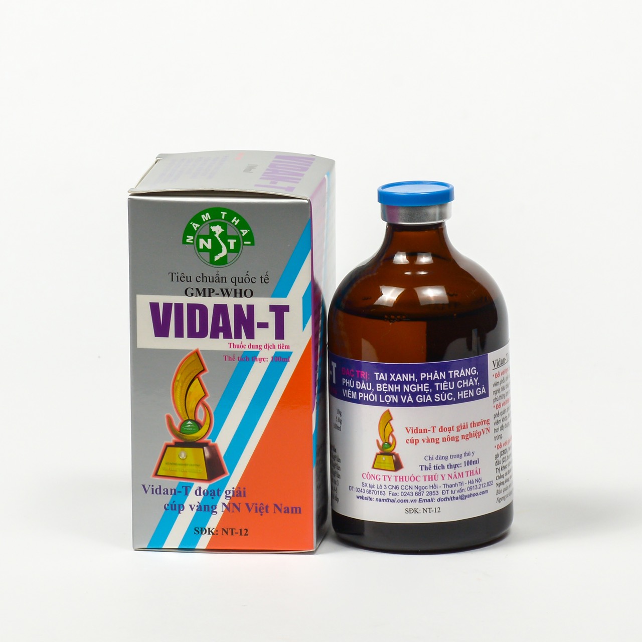 Vidan T xử lý tai xanh, sưng phù đầu, viêm phổi cho vật nuôi