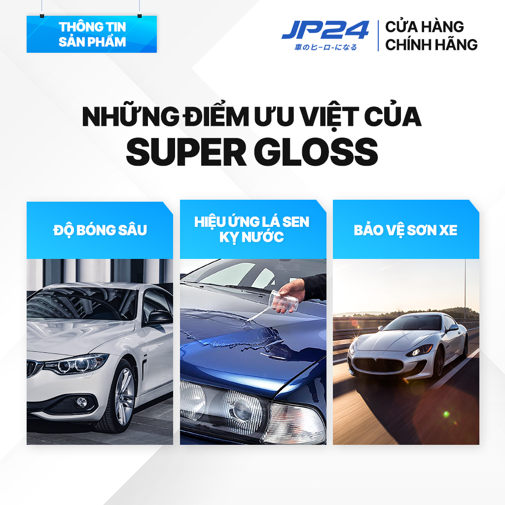 Combo 3 chai chăm sóc xe ô tô toàn diện JP24