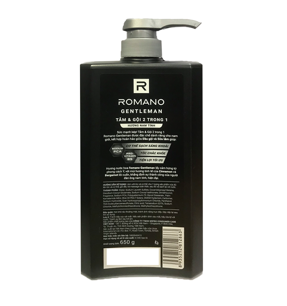Tắm gội 2 trong 1 Romano Gentleman 650gr