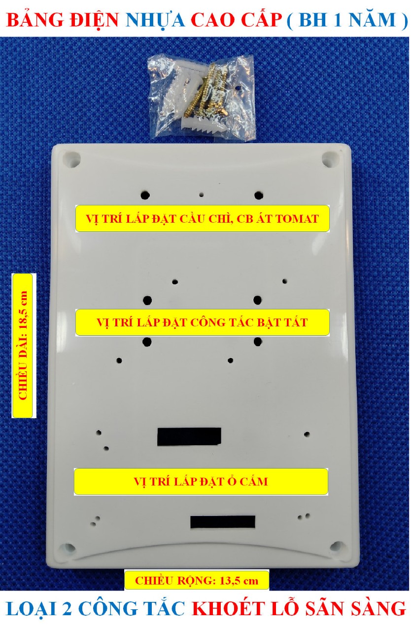 Bảng điện, Táp lô NHỰA cao cấp 1/2/3 Công Tắc + BH 2 năm + Khoan lỗ sẵn sàng + Bộ ốc vít lắp đặt (bộ 1 sản phẩm)