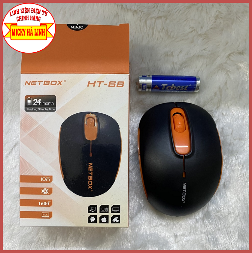Chuột không dây netbox ht68 1600dpi siêu nhạy tiết kiệm pin - hàng chính hãng