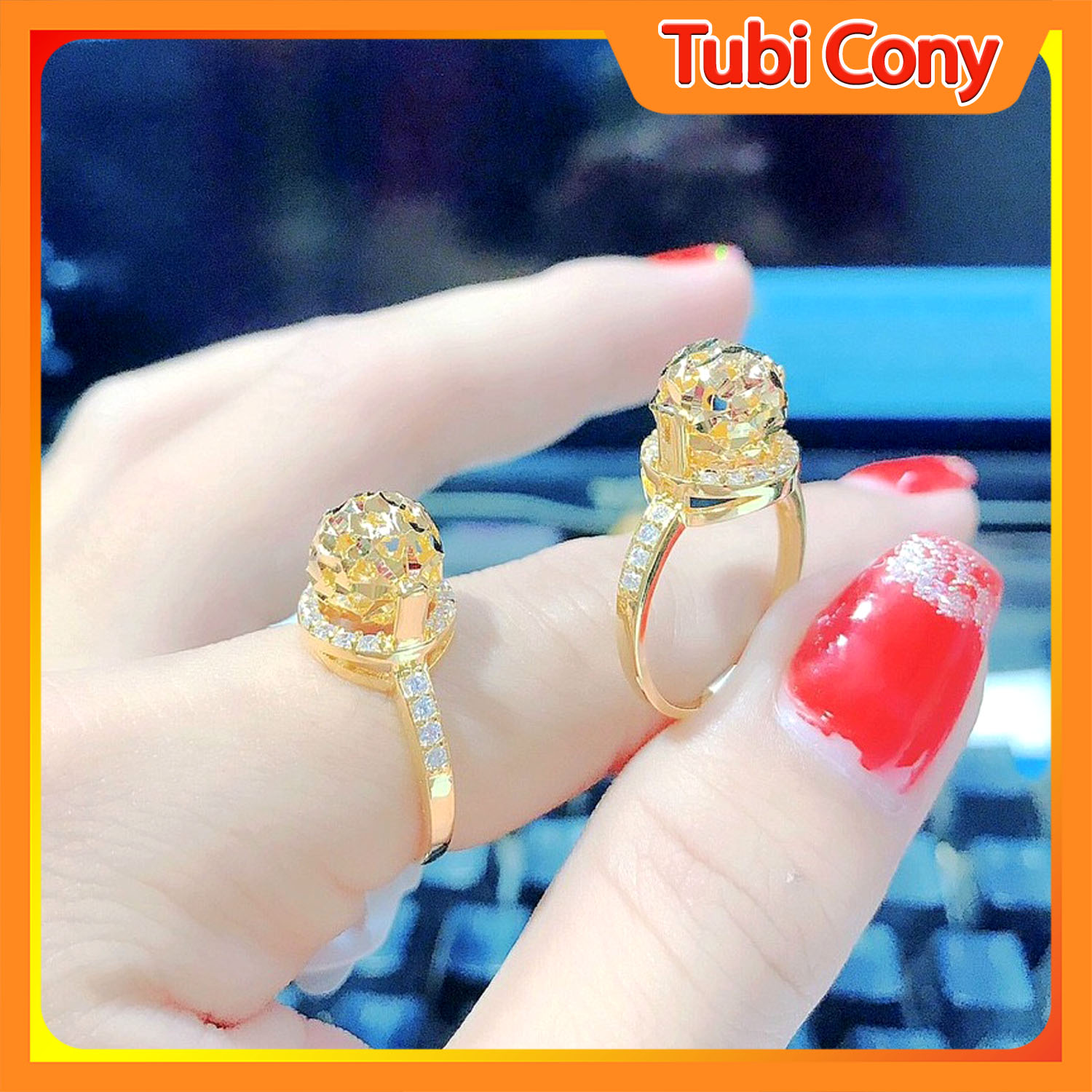Women's ring with 18K gold plated 18K round bead elastic-take leisure and party wear are nice