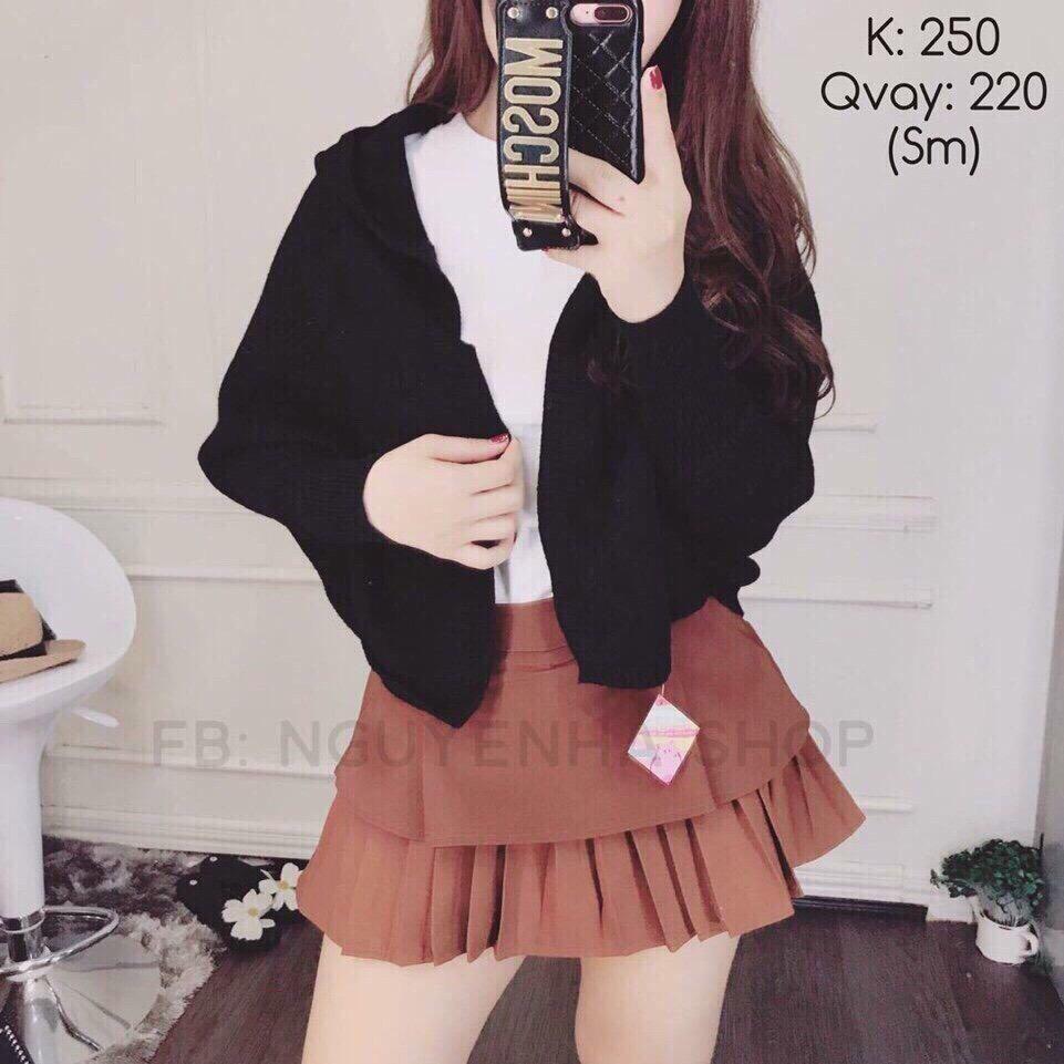 Áo khoác len tay dơi có nón QC cao cấp