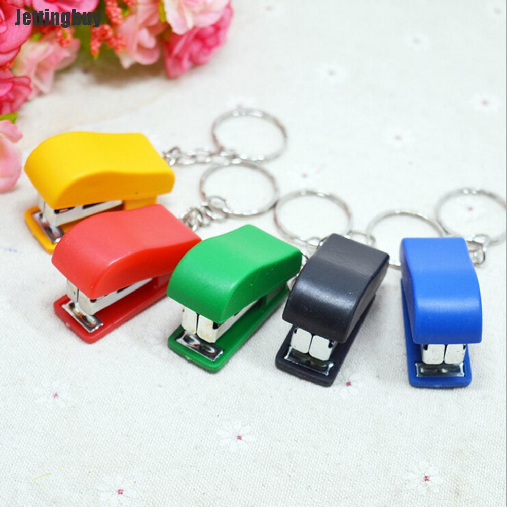 Jettingbuy Portable Keychain Mini Cute Stapler For Home Office School Paper Bookbinding Gif