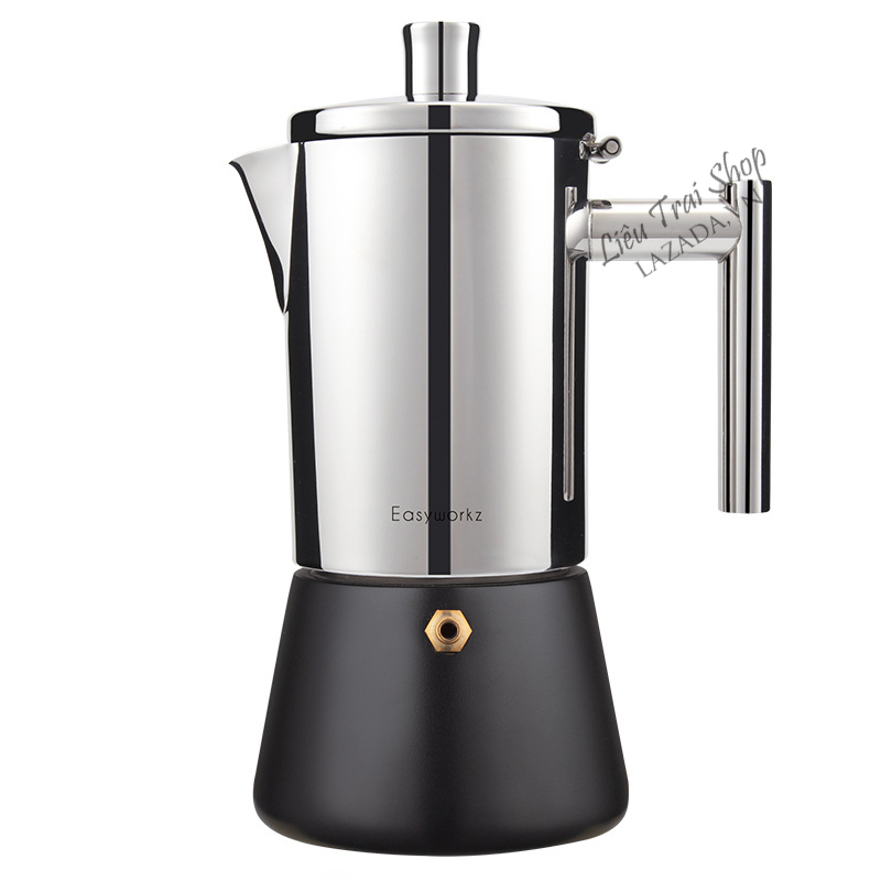 Ấm Moka pot đun bếp từ inox 4cup pha cà phê cafe espresso phong cách Ý