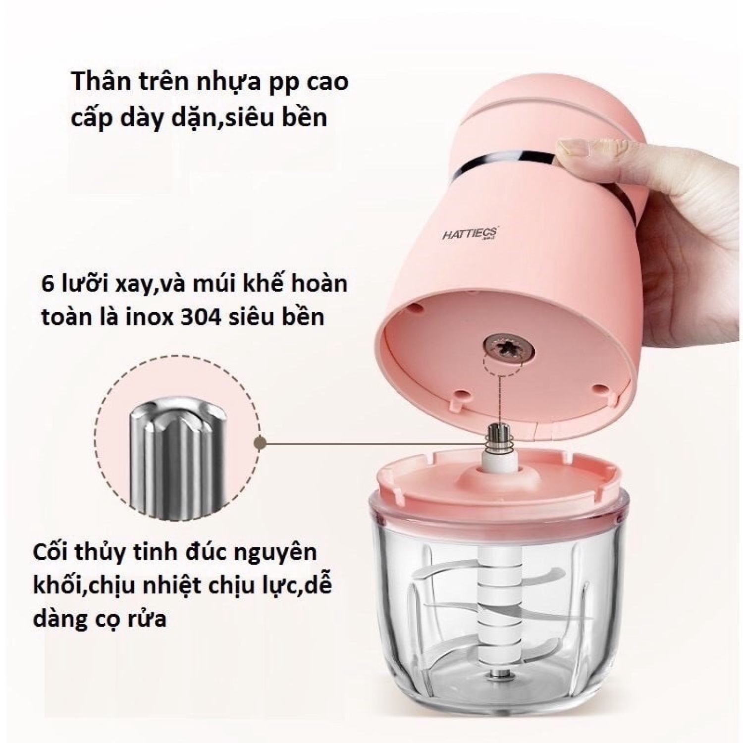 Máy Xay Ăn Dặm Cốc Thuỷ Tinh Cho Bé Hattiecs