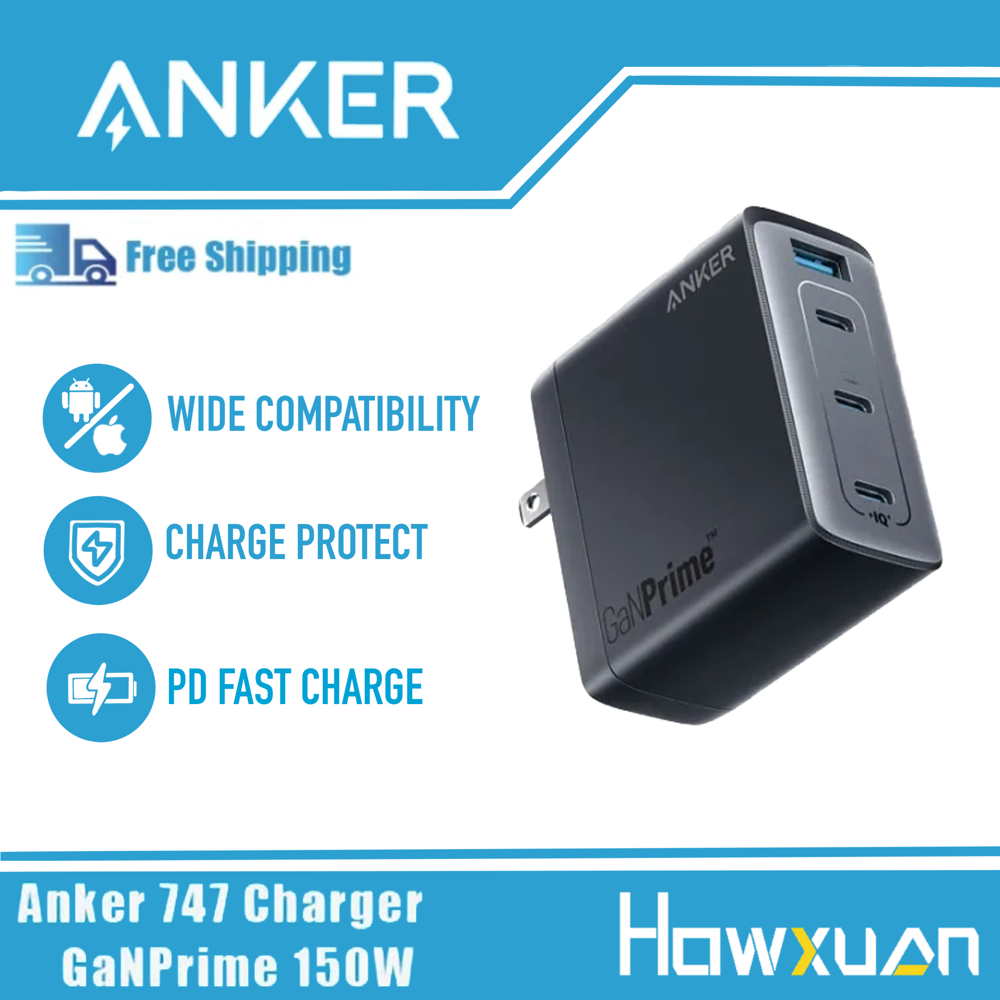 Anker USB C Charger, Anker 747 Charger GaNPrime 150W, PPS 4