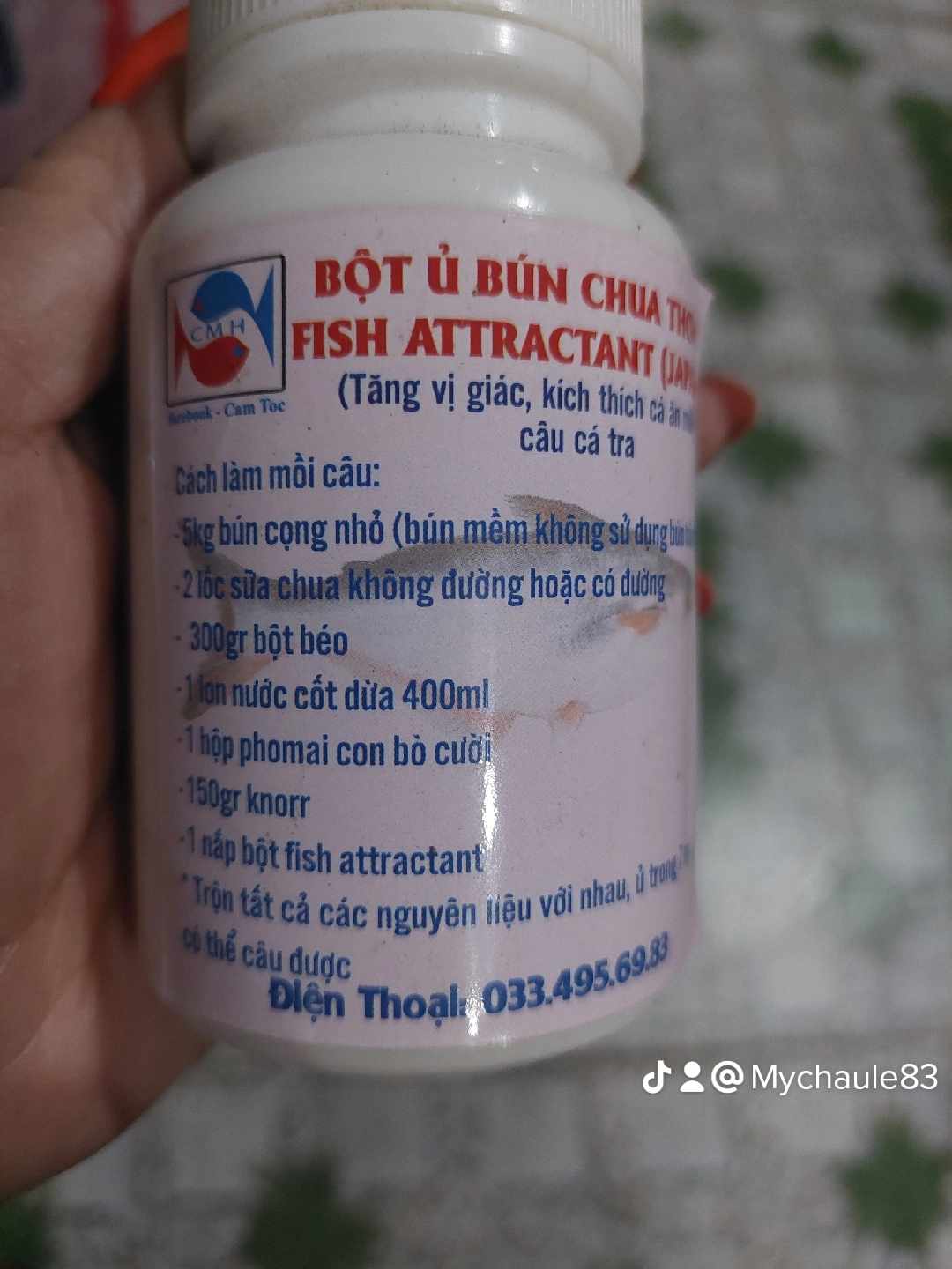Bột câu cá ủ bún chua thơm _ cám tộc. hdsd trên sản phẩm
