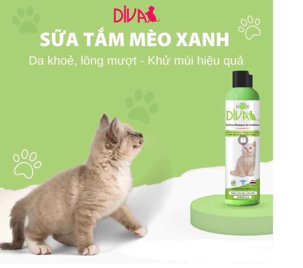 [ CHÍNH HÃNG ] SỮA TẮM DIVA DƯỠNG LÔNG CHO MÈO - CHAI 400ML