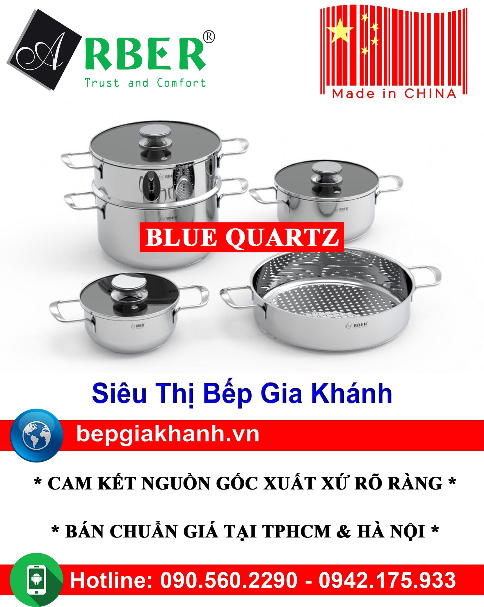 [HCM]Bộ nồi từ cao cấp Arber BLUE QUARTZ 5 Món bộ nồi bếp từ bộ nồi đáy từ bộ nồi điện từ bộ nồi chảo từ bộ nồi từ bộ nồi bếp từ elo bộ nồi bếp từ elmich bộ nồi inox bộ nồi sunhouse