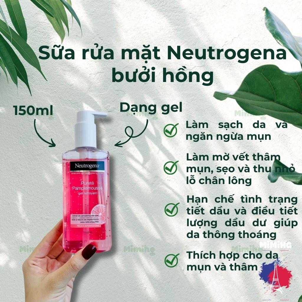 Sữa rửa mặt Neutrogena gel nettoyant pamplemuosse, sữa rửa mặt neutrogen bưởi hồng dạng gel 200ml - Mimi HG