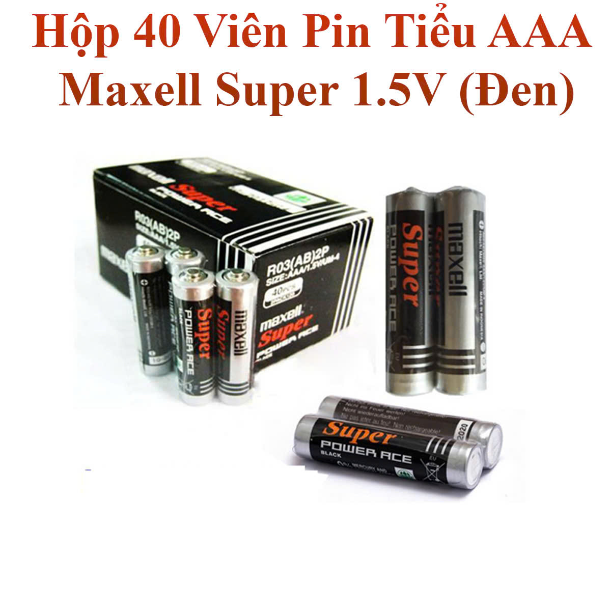 Hộp 40 Viên Pin Tiểu AAA (3A) Maxell Super 1.5V (Đen) Tiện Dụng