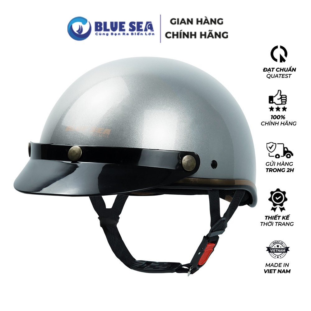 Mũ bảo hiểm 1/2 đầu, nửa đầu BLUE SEA - A366 - Đủ màu sơn Bóng - Thời trang - FreeSize - Chính hãng