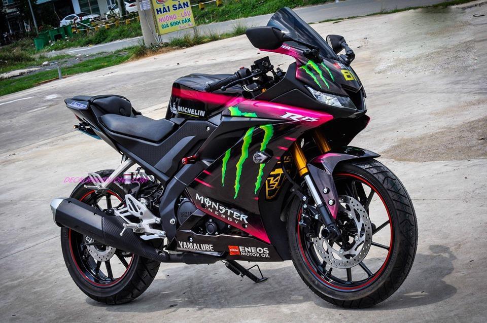 Tem trùm xe máy Tem trùm r15 v3 mon.ster đen tím - tem xe máy r15 v3 mon.ster làm theo yêu cầu - Tem xe máy r15 v3 monster rẻ đẹp