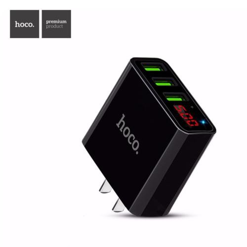 Cốc sạc nhanh Hoco C15 3 cổng USB có đèn led báo dòng