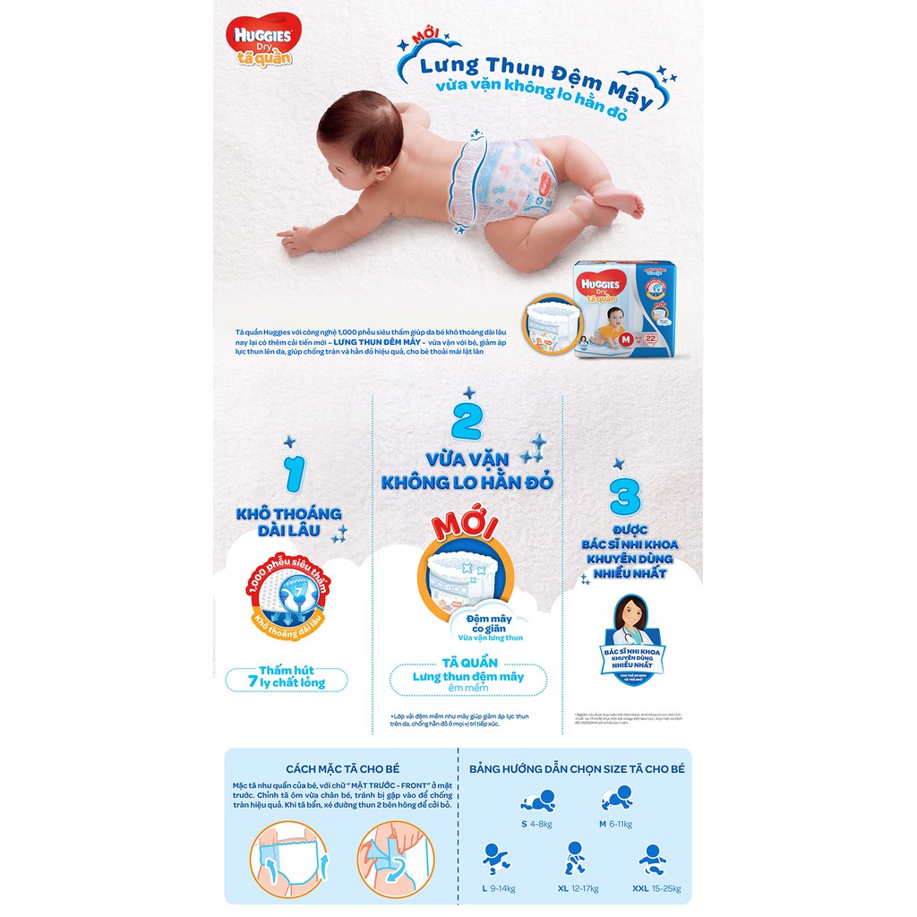 [HCM]Tã Quần Huggies Cực Đại L68 miếng (9-14kg)