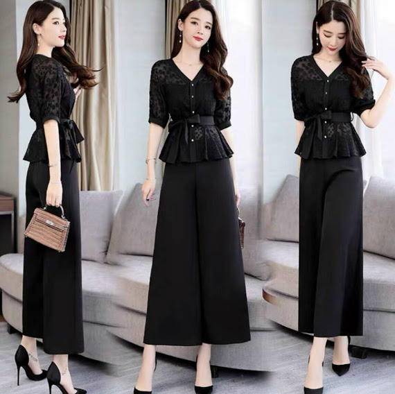 [HCM]SET QUẦN ỐNG SUÔNG ÁO REN THÊU
