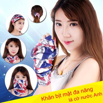 Bộ 2 khăn phượt đa năng đen và cờ nước anh