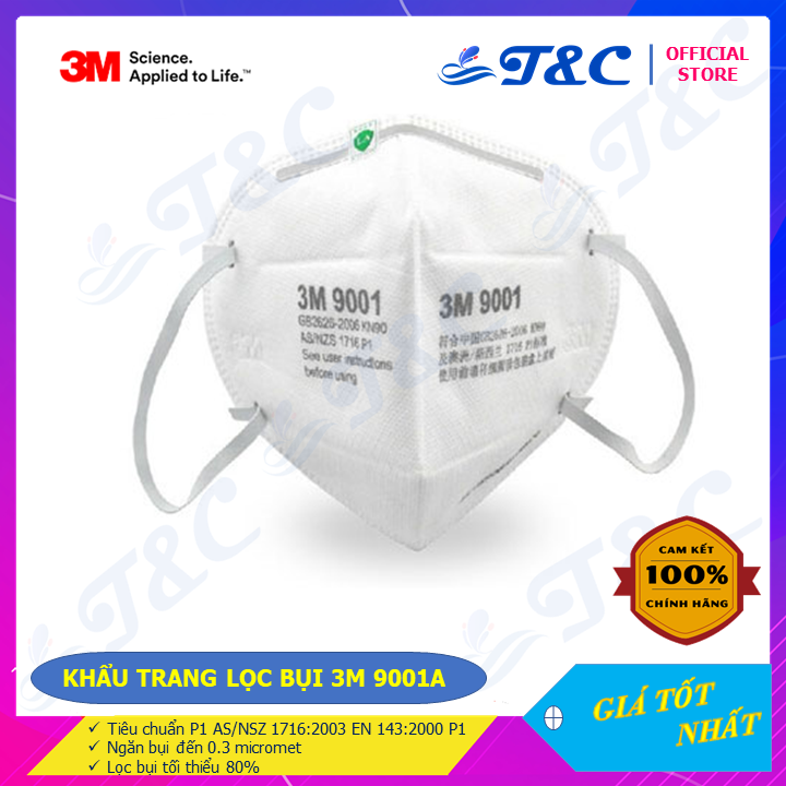 [HCM] Combo 05 cái Khẩu trang 3M 9001A - lọc bụi, lọc khuẩn lên đến 90% - Đạt tiêu chuẩn KN90