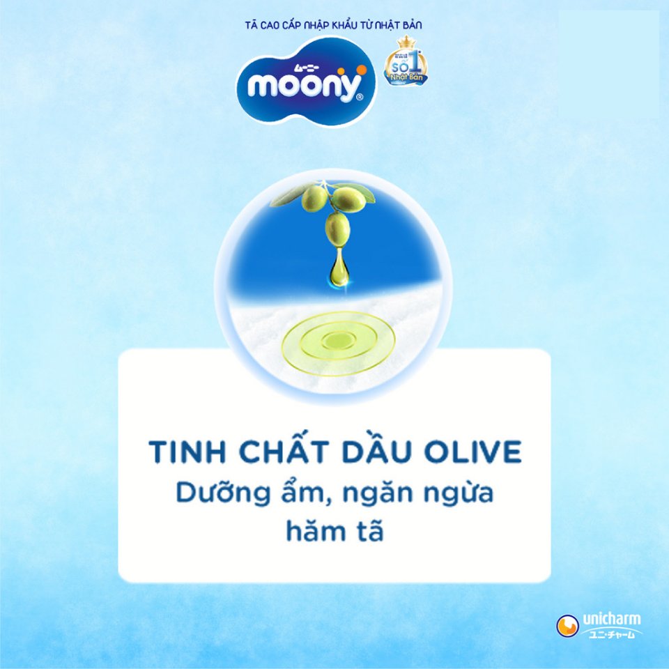 Tã Dán Moony Cao Cấp Size L (9 - 14kg) (Xanh) Gói 54 Miếng