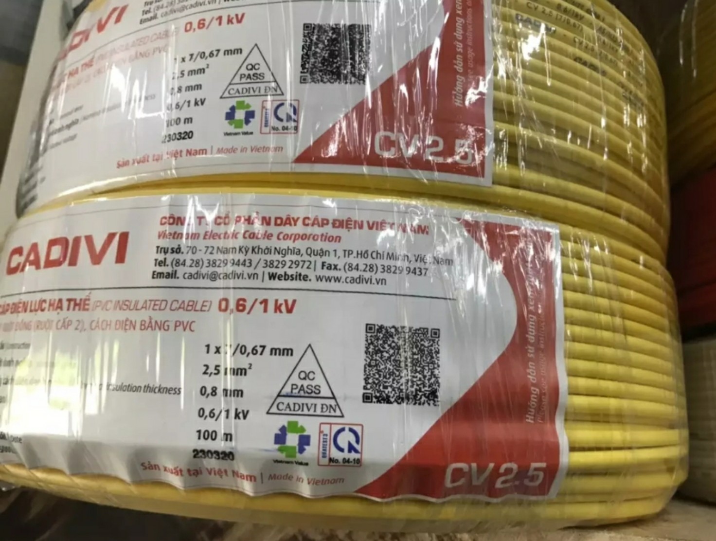 DÂY ĐIỆN CADIVI CV 2.5 ĐƠN - 100M/ 1 CUỘN