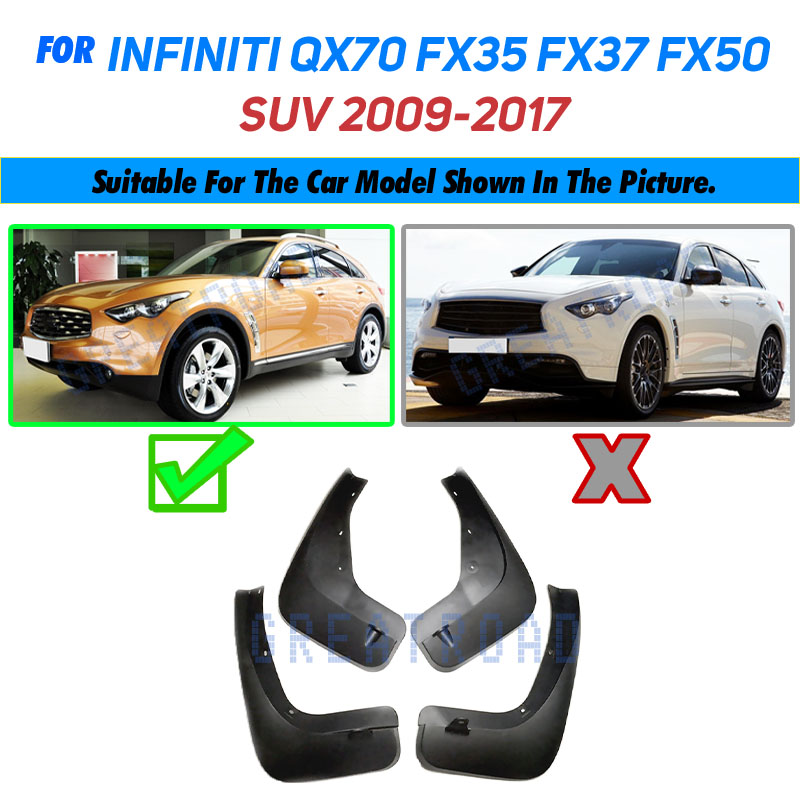 Vạt bùn cho infiniti fx35 fx37 fx50 qx70 2009 2017 chắn bùn chắn bùn chắn bùn chắn bùn phía trước 2011 sau 2012 2012 2014 2015 2016