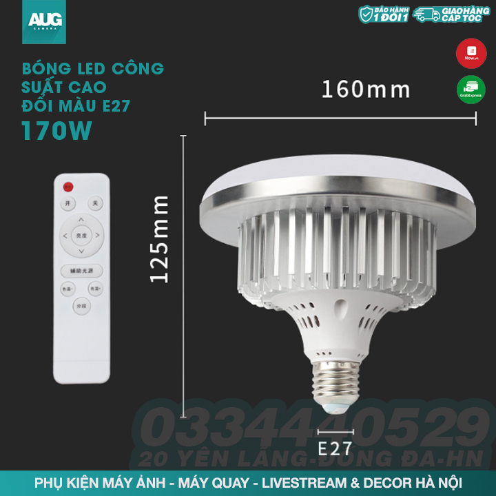 Bóng đèn led siêu sáng quay phim chụp ảnh màu chuẩn 5500K kèm điều khiển 170w