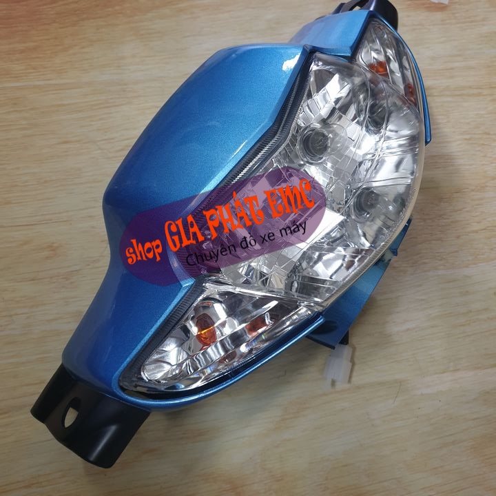 [ 3 MÓN ] Đầu đèn trước + pha đèn +gáy ( 2 bóng) màu XANH NGỌC xe Wave  ZX / 110 / THÁI