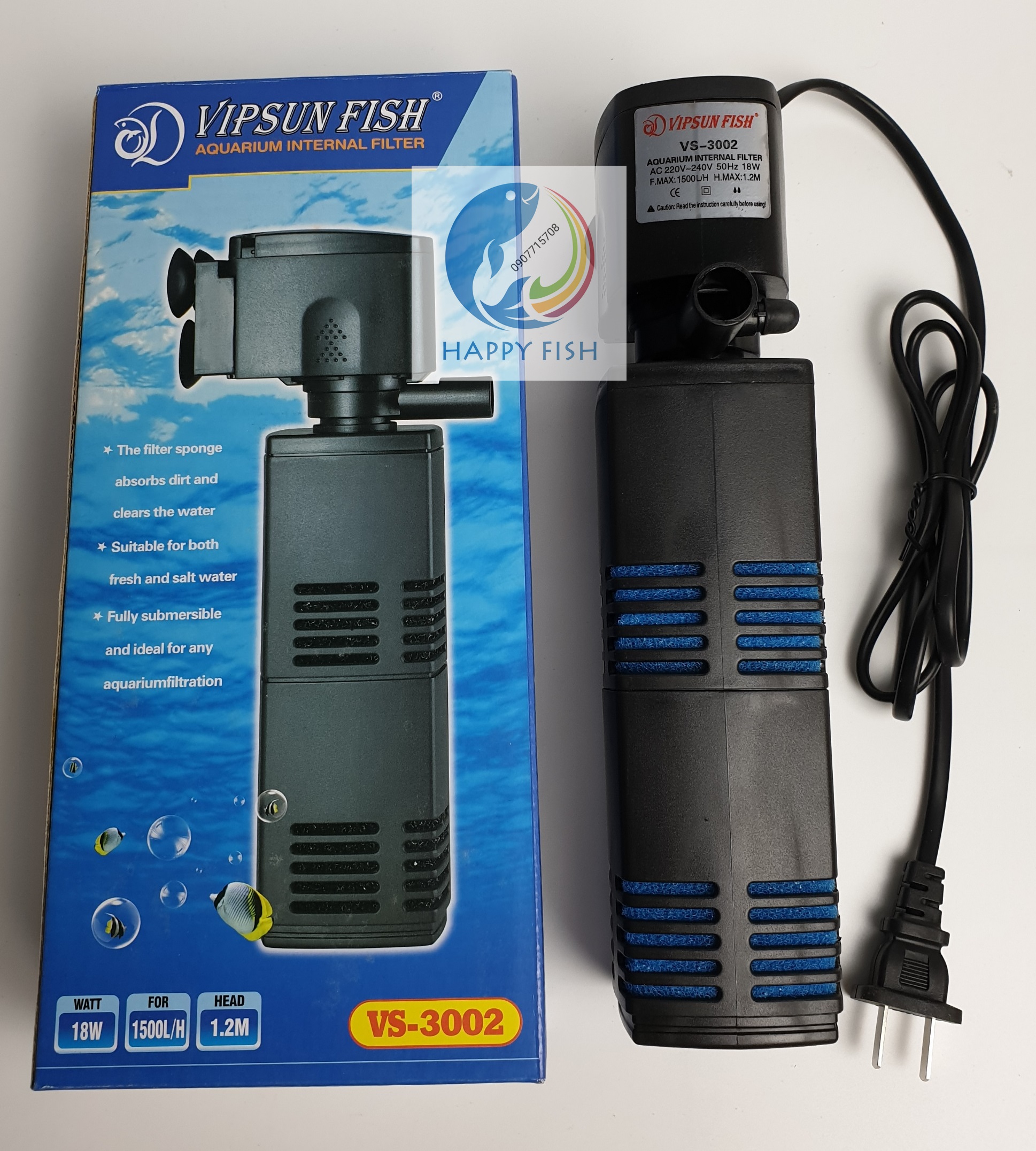 Vipsun vs 3002 - máy bơm lọc và tạo khí cho hồ cá - hàng công ty