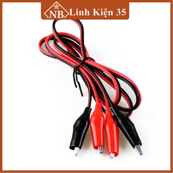 Dây nối kẹp cá sấu dài 1m (đầu kẹp từ sắt mạ chống han rỉ)
