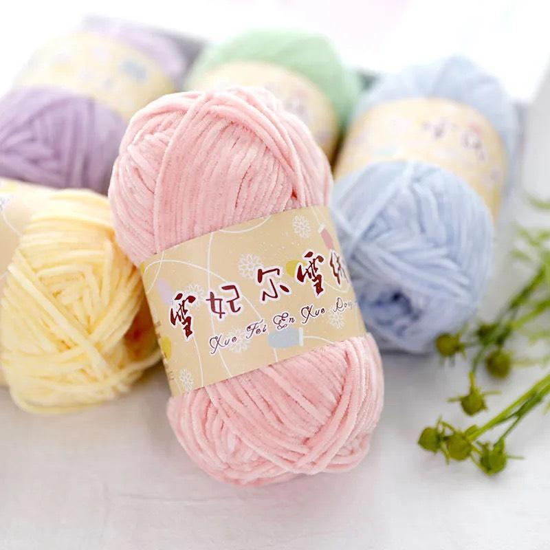 Len nhung 2mm chuyên móc thú bông cuộn 40g