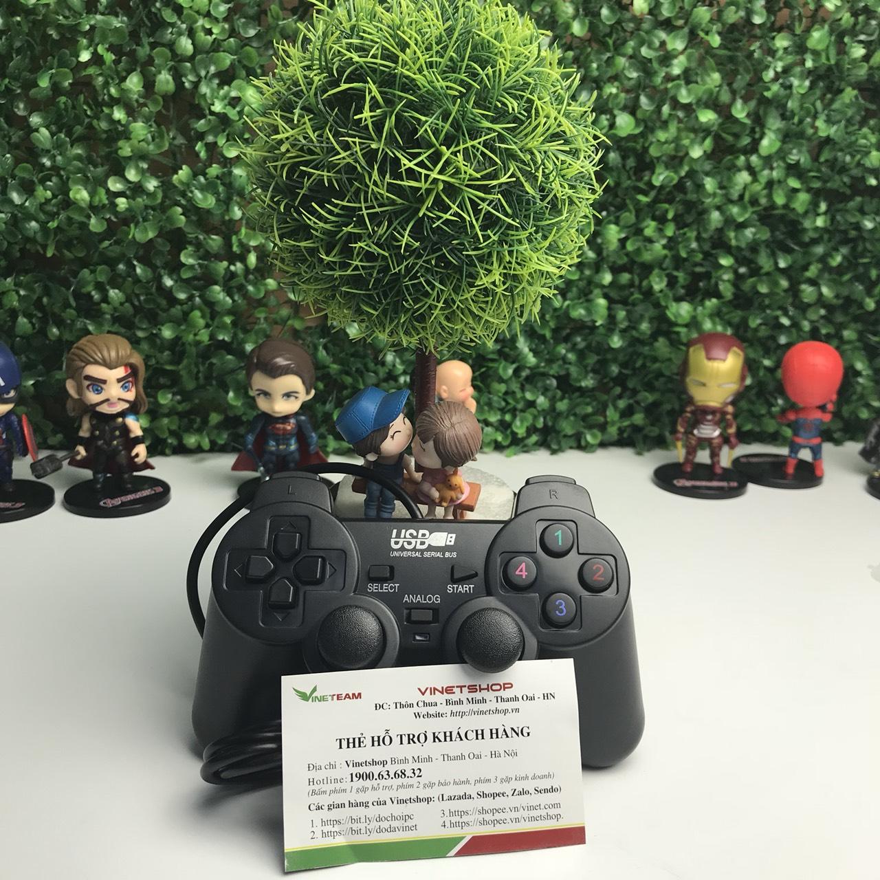 Tay cầm chơi game cho PC/Laptop cổng USB đen (có gạt Analog và có rung)