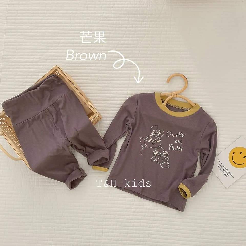 Bộ thun cotton lạnh cạp cao cao cấp bé trai bé gái size 7-19kg