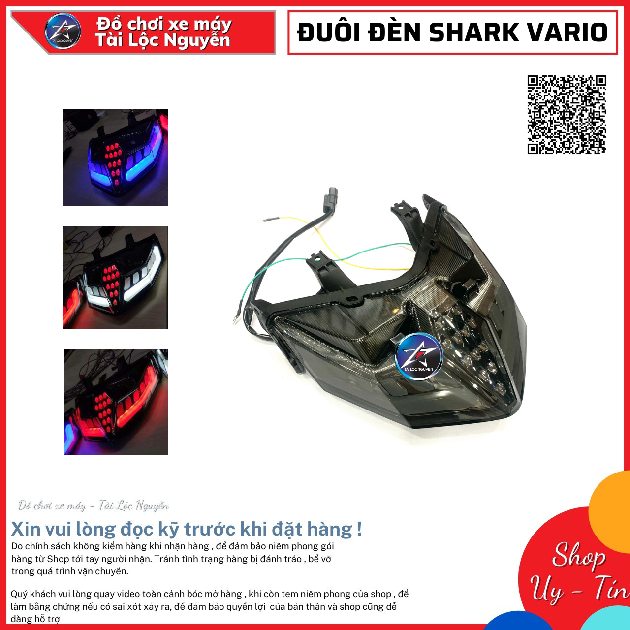 Đuôi đèn shark gắn cho xe vario