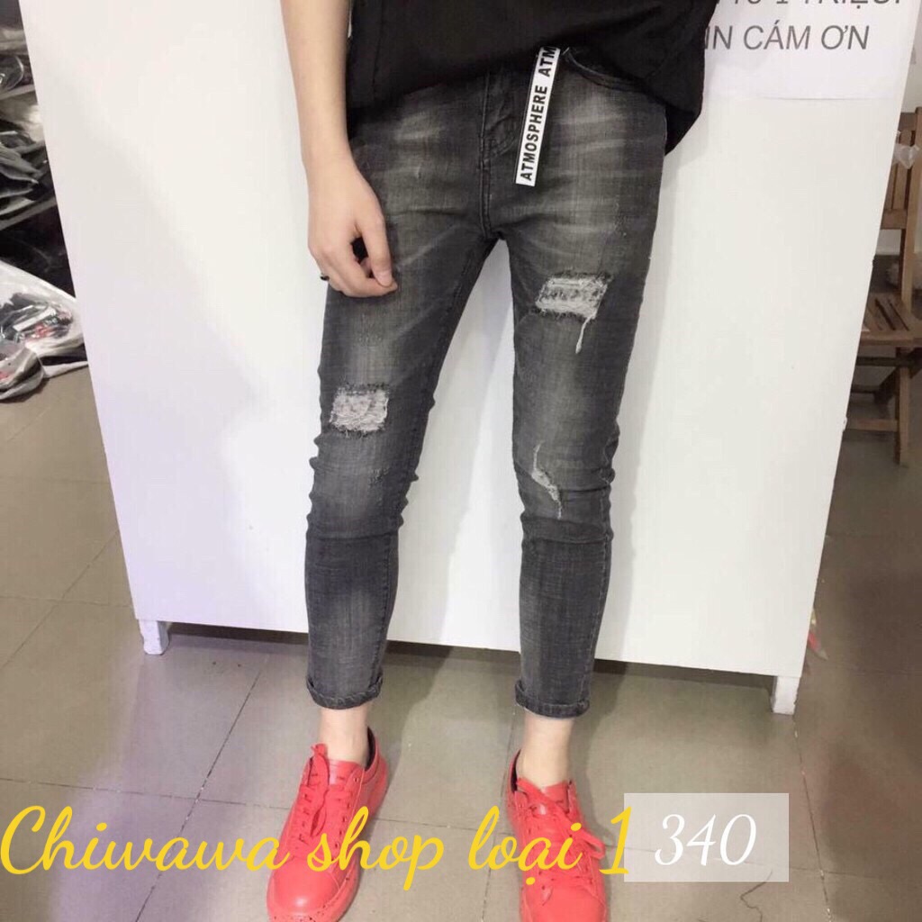 [HCM]Quần jean nam xám đen co dãn ống vừa 340 - quần jean nam thời trang Hàn Quốc thời thường size 28-32