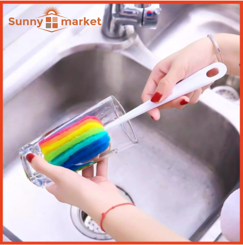 Dụng cụ cọ rửa ly cốc chén 7 màu Cây rửa bình sữa 7 màu