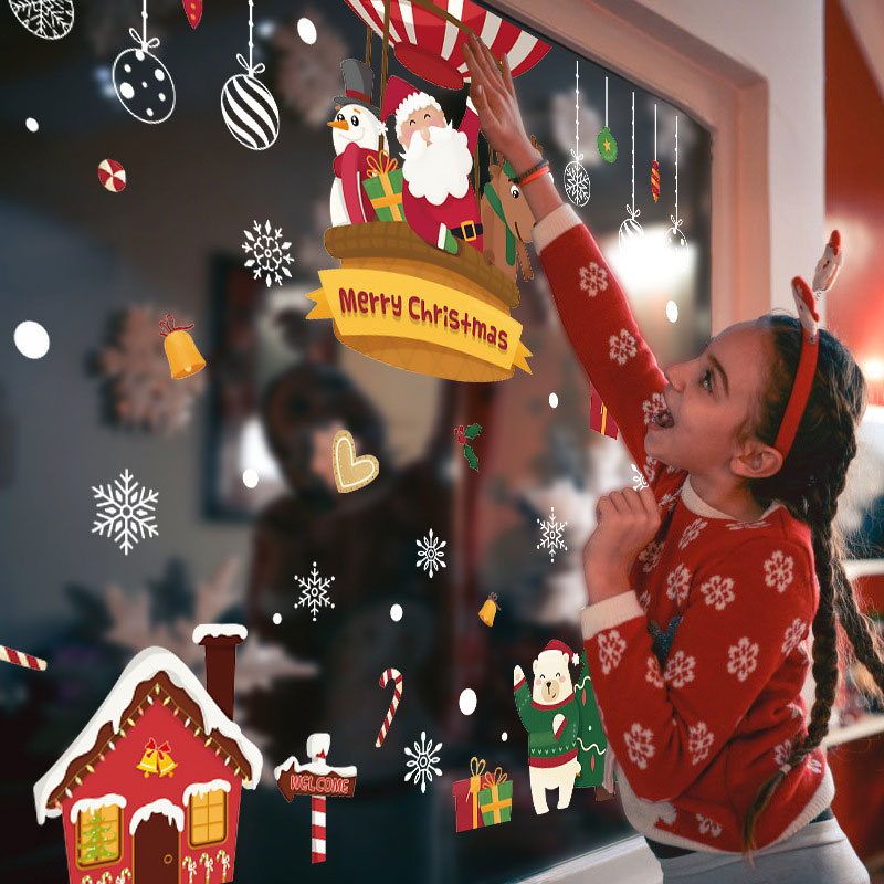 Decal dán tường Noel Giáng Sinh Ông Già Tuyết Cây Thông HM92035DS trang trí tường, Sticker, Miếng dán tường, hình dán