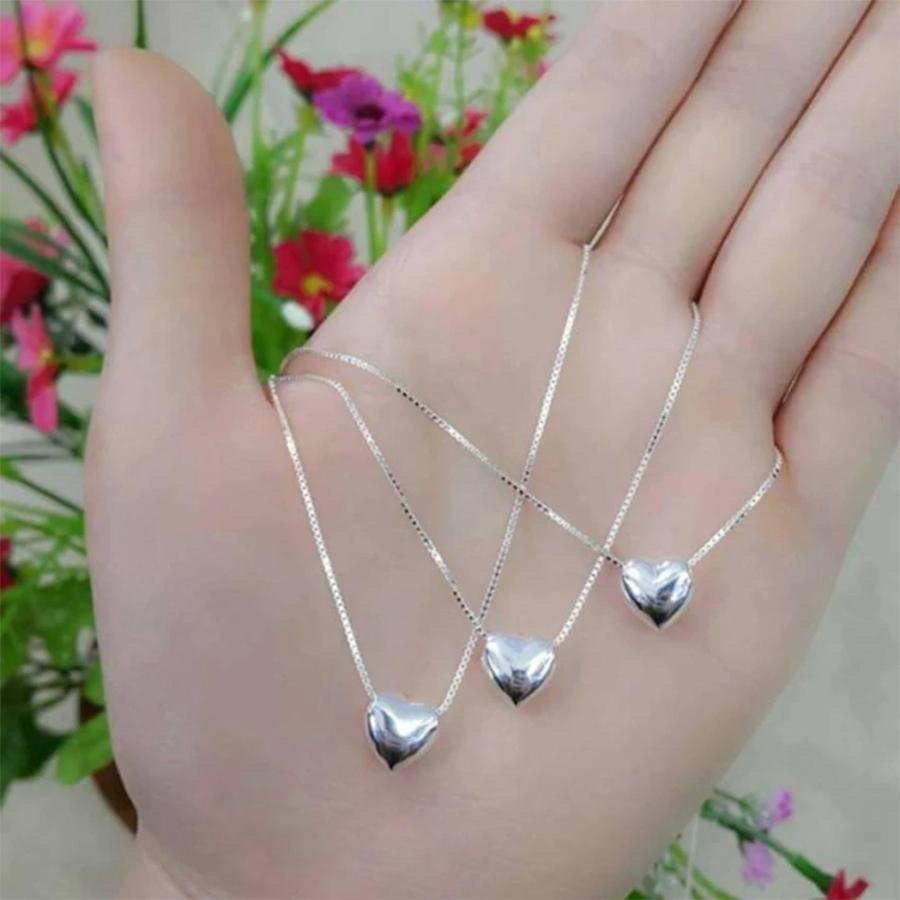 Mặt tim và dây chuyền bạc nữ HC