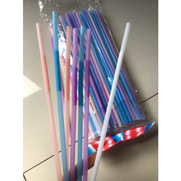[Free Ship] - 80 Ống hút nhựa xoắn đủ màu dài 26cm đường kính 0,6mm