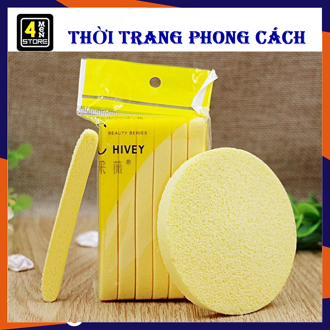 Gói 12 Thanh Bông Mút Bọt Biển Rửa Mặt Dạng Nén Chivey - Bông nở rửa mặt bọt biển Chivey 12 miếng Bông rửa mặt bọt biển