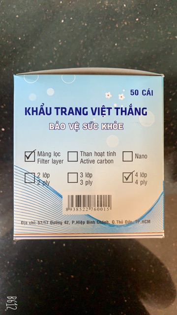 KHẨU TRANG Y TẾ VIỆ THẮNG 3 hộp