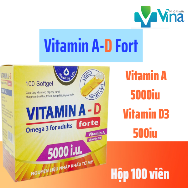 Viên Uống Bổ Sung Vitamin A D, Bổ Sung Nhiều Vitamin, Giảm Nguy Cơ Khô Mắt Mỏi Mắt, Còi Xương,Hộp 100 Viên nhập khẩu